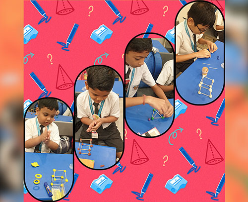 Grade 3A student making and learning 3d shapes
