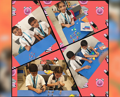 Grade 3A student making and learning 3d shapes